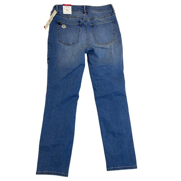 Talbots Women's Blue Medium Wash Embroidered Mid-Rise Jeans Sz 6 - New - Picture 2 of 12